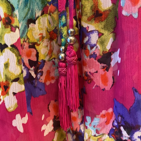 ✨BRAND NEW✨ CHARTER CLUB FUSHIA PINK SHEER BLOUSE WITH FLOWER PRINT - Picture 8 of 11